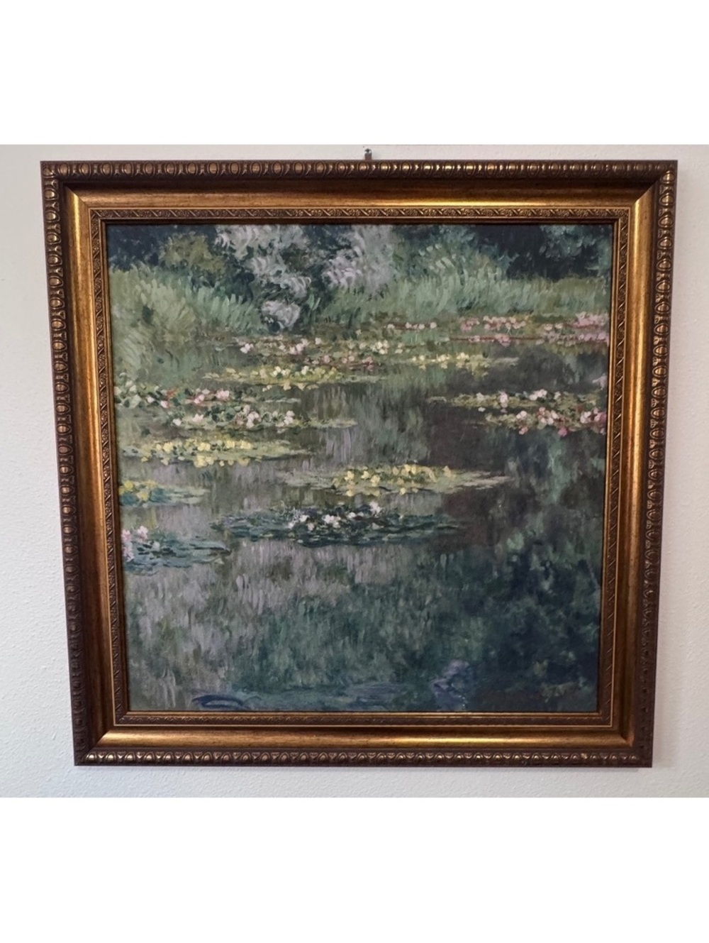 Framed Impressionist Style Water Lilies Painting